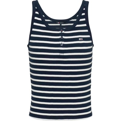 тениска,дамски,тениски,tommy,jeans,button,sleeveless,t,shirt,dark,night,navy,stripe,(blue)