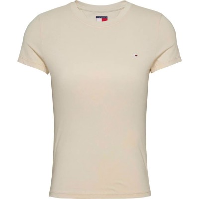 тениска,дамски,тениски,tommy,jeans,dw0dw20459,slim,fit,short,sleeve,t,shirt,newsprint,(beige)