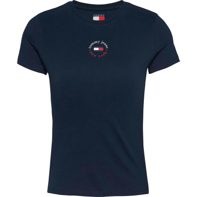 тениска,дамски,тениски,tommy,jeans,essential,logo,2,slim,fit,short,sleeve,t,shirt,dark,night,navy,(blue)