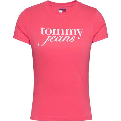тениска,дамски,тениски,tommy,jeans,essential,logo,short,sleeve,t,shirt,pink,(amour)