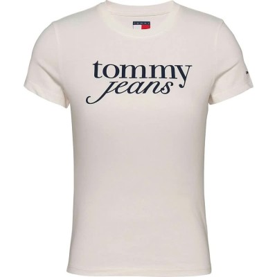 тениска,дамски,тениски,tommy,jeans,essential,logo,short,sleeve,t,shirt,beige,(ancient,white)