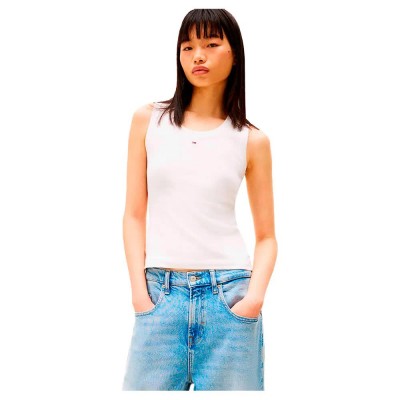 тениска,дамски,тениски,tommy,jeans,essential,sleeveless,t,shirt,ecru,(white)