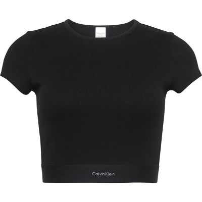 тениска,дамски,пижами,calvin,klein,lv00qs7349,short,sleeve,pyjama,t,shirt,black
