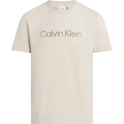 тениска,мъжки,тениски,calvin,klein,textured,embroidery,logo,short,sleeve,t,shirt,beige