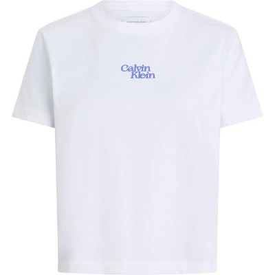 тениска,дамски,тениски,calvin,klein,jeans,flocked,logo,short,sleeve,t,shirt,white