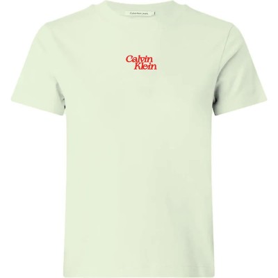 тениска,дамски,тениски,calvin,klein,jeans,flocked,logo,short,sleeve,t,shirt,beige