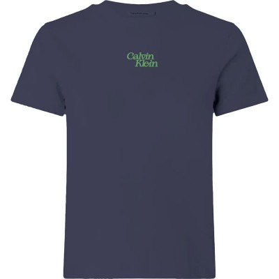 тениска,дамски,тениски,calvin,klein,jeans,flocked,logo,short,sleeve,t,shirt,baritone,blue,(blue)