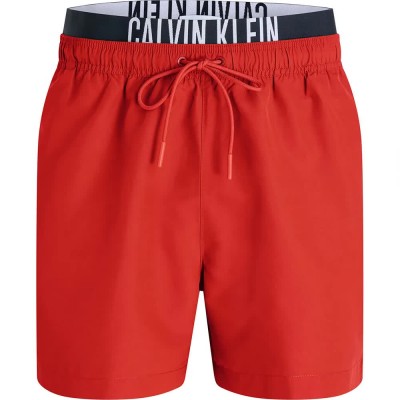 бански,гащета,мъжки,бански,костюми,calvin,klein,jeans,medium,double,wb,swimming,shorts,flaming,chili,(red)