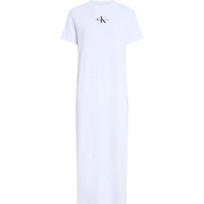 дънки,дамски,поли,и,рокли,calvin,klein,jeans,monologo,short,sleeve,long,dress,white