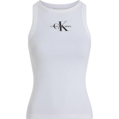 тениска,дамски,тениски,calvin,klein,jeans,monologo,sleeveless,t,shirt,brilliant,white,(white)