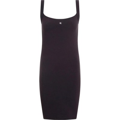 дънки,дамски,поли,и,рокли,calvin,klein,jeans,soft,rib,fit&flare,sleeveless,short,dress,black