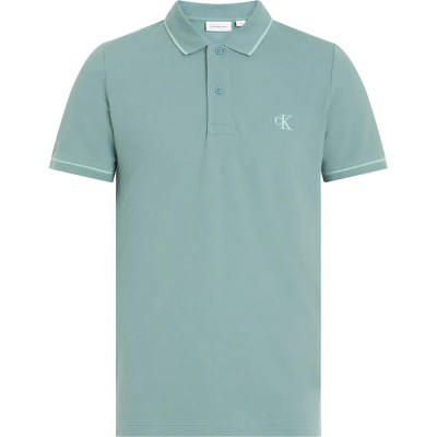дънки,мъжки,блузи,с,яка,calvin,klein,jeans,tipping,slim,short,sleeve,polo,green,(trooper)