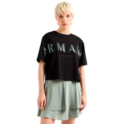 тениска,дамски,тениски,armani,exchange,xw000520a,f10359u,short,sleeve,t,shirt,black
