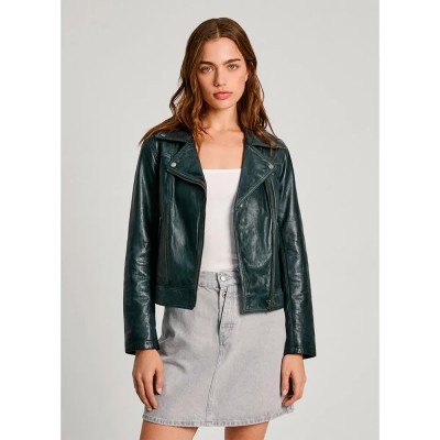 яке,дамски,якета,и,палта,pepe,jeans,aurori,leather,jacket,old,navy,(green)