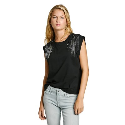 тениска,дамски,тениски,pepe,jeans,lydia,sleeveless,t,shirt,black
