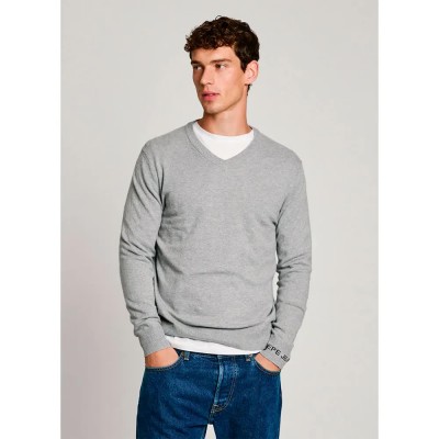 блуза,мъжки,пуловери,pepe,jeans,new,andre,v,neck,sweater,marl,grey,(grey)