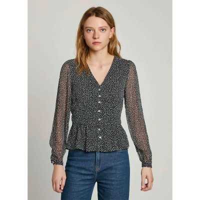 риза,с,дълъг,ръкав,дамски,блузи,дамски,ризи,pepe,jeans,orion,floral,long,sleeve,shirt,grey