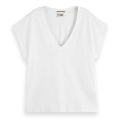 тениска,дамски,тениски,scotch,&,soda,core,slub,short,sleeve,v,neck,t,shirt,white