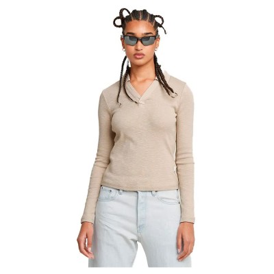 блуза,с,яка,дамски,тениски,g,star,polo,slim,long,sleeve,t,shirt,beige
