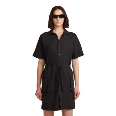 рокля,дамски,поли,и,рокли,g,star,soft,utility,short,sleeve,dress,dark,black,gd,(black)