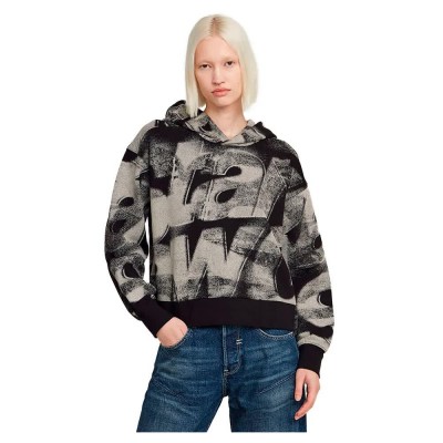 суичър,дамски,блузи,g,star,sprayed,letters,loose,hoodie,lt,chalk,sprayed,letters,(black)