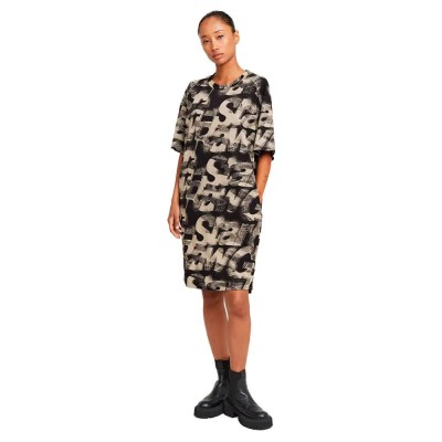 рокля,дамски,поли,и,рокли,g,star,sprayed,letters,loose,short,sleeve,dress,black