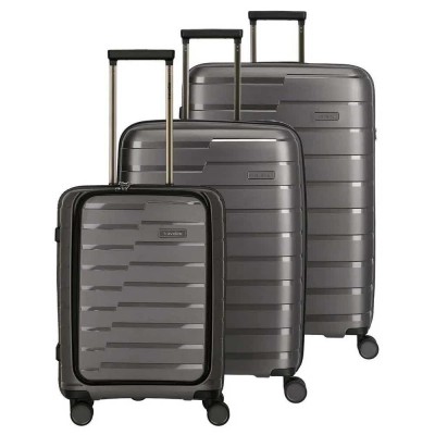 куфари,travelite,air,base,4w,l,m,s,frontpocket,trolley,bag,grey,(anthracite,metallic)