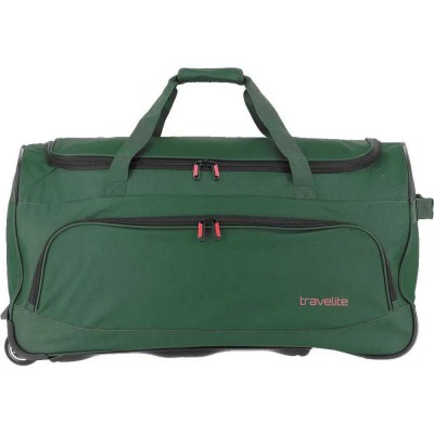 сак,сакове,travelite,basics,fresh,89l,wheeled,duffle,bag,dark,green,(green)