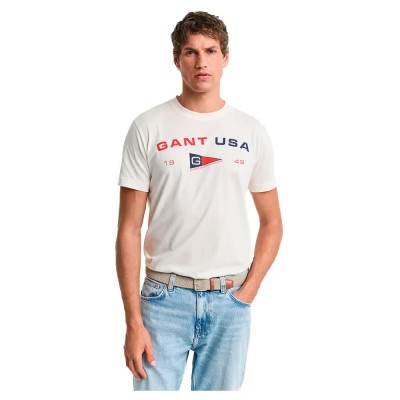 тениска,мъжки,тениски,gant,graphic,2003299,short,sleeve,t,shirt,cream,(beige)