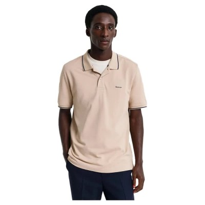 мъжки,блузи,с,яка,gant,tipped,piqué,short,sleeve,polo,beige,(dry,sand)