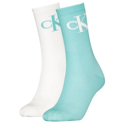 чорапи,дамски,чорапи,calvin,klein,jeans,monogram,crew,socks,2,pairs,white,blue,(team,light,blue,white)