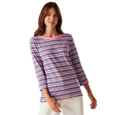 тениска,дамски,тениски,regatta,bayletta,ii,3,4,sleeve,t,shirt,soft,pink,multi,stripe,(purple)