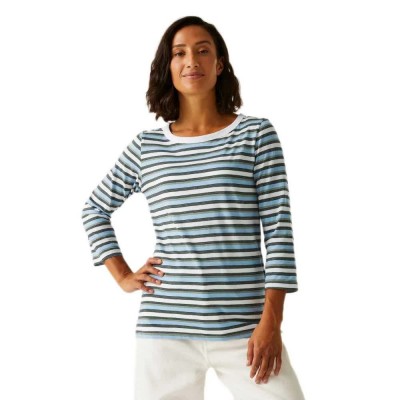 тениска,дамски,тениски,regatta,bayletta,ii,3,4,sleeve,t,shirt,white,multi,stripe,(blue)