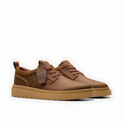 обувки,мъжки,обувки,clarks,shoes,polden,lace,shoes,beeswax,leather,(brown)