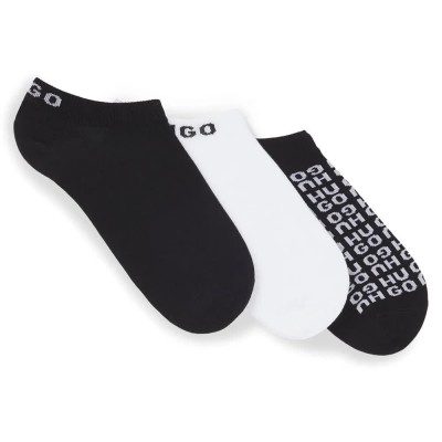 чорапи,дамски,чорапи,hugo,logo,10270204,socks,3,pairs,white,black,(black)