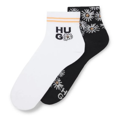 чорапи,дамски,чорапи,hugo,sh,daisy,10270189,socks,2,pairs,white,black,(open,miscellaneous)