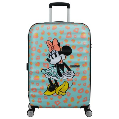 куфари,american,tourister,wavebreaker,disney,spinner,67,24,tsa,64l,trolley,bag,minnie,pastel,dots,(blue)