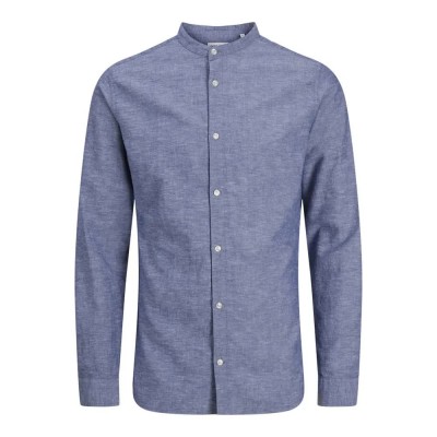 риза,с,дълъг,ръкав,мъжки,ризи,jack,&,jones,breeze,linen,blend,band,long,sleeve,shirt,purple,(faded,denim)