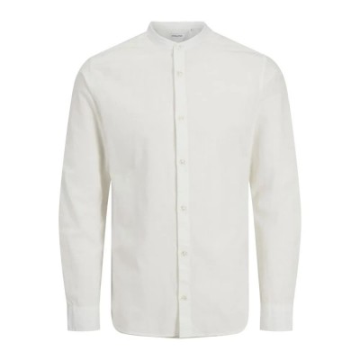 риза,с,дълъг,ръкав,мъжки,ризи,jack,&,jones,breeze,linen,blend,band,long,sleeve,shirt,white