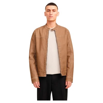 яке,мъжки,якета,jack,&,jones,warner,leather,jacket,brown,(safari,washed,pu)