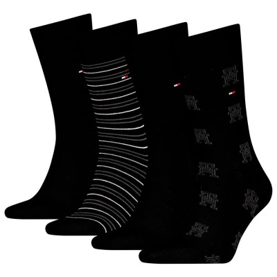 чорапи,мъжки,чорапи,tommy,hilfiger,giftbox,701232605,socks,4,pairs,black,(black)