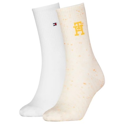 чорапи,дамски,чорапи,tommy,hilfiger,monogram,nappy,socks,2,pairs,yellow,(yellow,white)