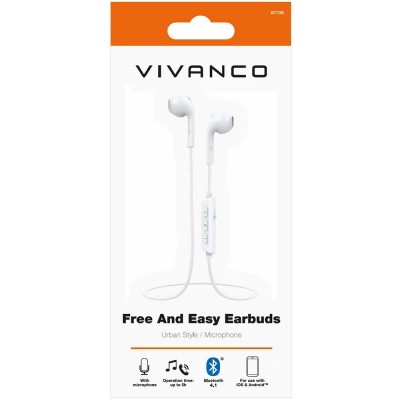 слушалки,слушалки,vivanco,free&easy,wireless,earphones,white