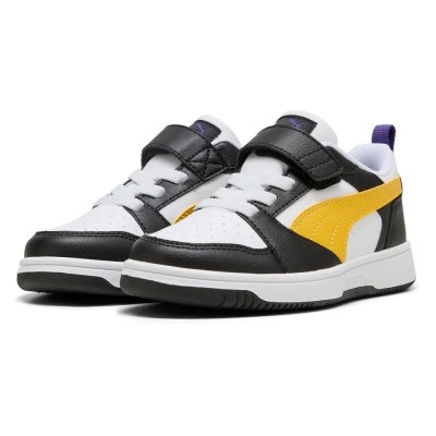 маратонки,детски,маратонки,puma,rebound,v6,lo,ac,trainers,puma,black,yellow,sizzle,puma,white,(white)