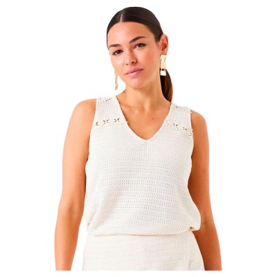 тениска,дамски,тениски,garcia,f50022,sleeveless,t,shirt,ecru,(beige)