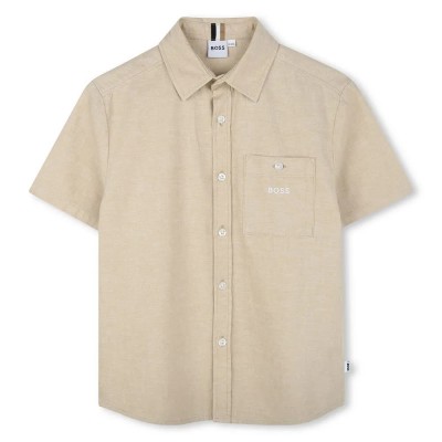 риза,с,къс,ръкав,детски,ризи,boss,j52008,short,sleeve,shirt,beige