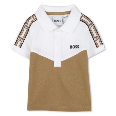 детски,блузи,с,яка,boss,j52203,short,sleeve,polo,white,(brown)