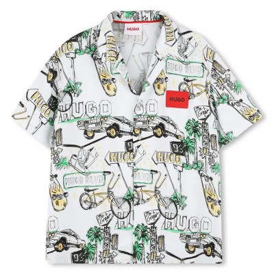 риза,с,къс,ръкав,детски,ризи,hugo,g00347,short,sleeve,shirt,white