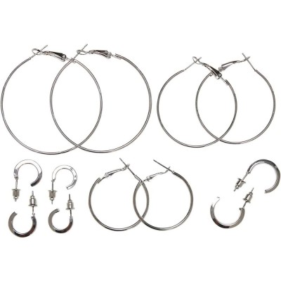 бижутерия,urban,classics,basic,hoop,earrings,6,pairs,silver