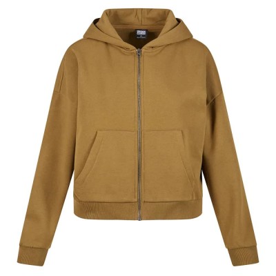 блуза,дамски,блузи,urban,classics,boxy,full,zip,sweatshirt,summer,olive,(brown)